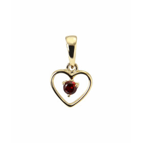 Pendentif Coeur Or jaune 375 Grenat Monture Or jaune 375 (9 carats) Motif coeur 8x8mm une pierre ronde 2.5mm au centre Pie...