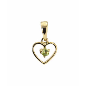 Pendentif Coeur Or jaune 375 Péridot Monture Or jaune 375 (9 carats) Motif coeur 8x8mm une pierre ronde 2.5mm au centre Pi...