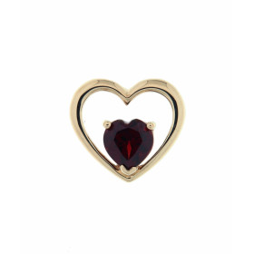 Pendentif Or jaune 375 serti d un grenat taille coeur 6x6mm Dimensions du pendentif (bélière incluse) : 12x13mm