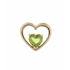 Pendentif Or jaune 375 serti d un péridot taille coeur 6x6mm Dimensions du pendentif (bélière incluse) : 12x13mm