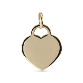 Pendentif en or jaune 375 en forme de coeur. Dimension du pendentif (bélière incluse) : 14x19mm