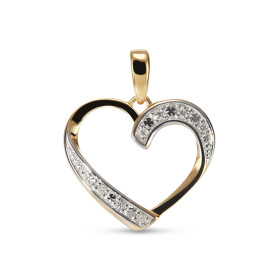 Pendentif coeur en Or Jaune 750 serti de 7 diamants pour un poids total de 0,04 carat. Dimensions du pendentif (bélière in...