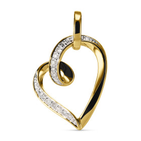 Pendentif coeur en Or Jaune 750 serti de 11 diamants pour un poids total de 0,07 carat. Dimensions du pendentif (bélière i...