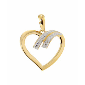 Pendentif Coeur Or Jaune 750 Diamant. Pendentif en forme de coeur serti d'un diamant de 0.005ct. Poids total diamant : 0,0...