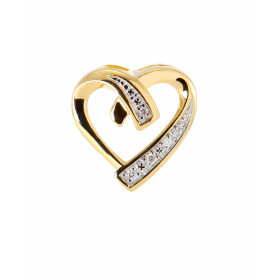 Pendentif Coeur Or Jaune 750 et Diamant. Pendentif serti de 4 diamants de 0.005 carat. Poids total diamant : 0,02 carat. Q...