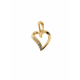 Pendentif Coeur Or Jaune Diamant  0.026  carat