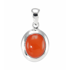 Pendentif Argent 925 Cornaline serti d une pierre 12x10mm, hauteur totale : 27mm
