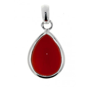  Pendentif Argent 925 Cornaline serti d une pierre forme poire 18x13mm, hauteur totale : 30mm 