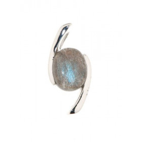 Pendentif Croisé Argent 925 et Labradorite Ovale 10x8mm