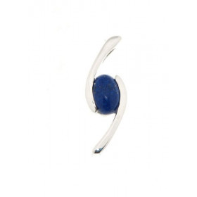 Pendentif en Argent 925 serti d'un Lapis Lazuli ovale de 7x5mm. Dimensions du pendentif : 21x8mm. Passage de la chaine au ...