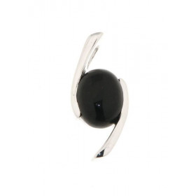 Pendentif Croisé Argent 925 et Onyx Ovale 10x8mm