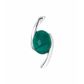 Pendentif en Argent 925 serti d&#39;une Turquoise Reconstituée ovale de 10x8mm. Dimensions du pendentif (bélière incluse) ...