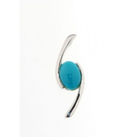 Pendentif en Argent 925 serti d'une Turquoise ovale de 7x5mm. Dimensions du pendentif : 21x8mm. Passage de la chaine au tr...