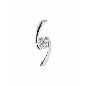 Pendentif en Or Blanc serti du diamant rond de 0,19 carat. Dimensions du pendentif : 15x5mm. Qualité Diamant : G Si