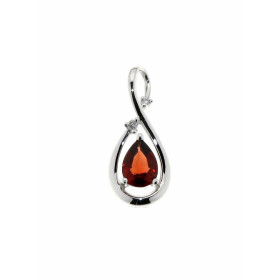 Pendentif Or 750 Grenat serti d'une pierre taille poire de 7x5mm et de deux diamants. Dimensions du pendentif : 20 x 9 mm....