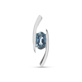 Pendentif Or Blanc serti d un Saphir ovale 6x4mm (0,56carat) Dimensions du pendentif : 18 x 5,5 mm Poids Saphir : 0,56 carat 