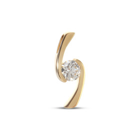 Pendentif en Or Jaune 750 serti d&#39;un diamant rond de 4mm de diamètre (0,27 carat - Couleur H - Pureté Si). Dimensions ...