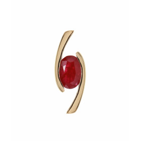  Pendentif Or jaune serti d un Rubis ovale 7x5mm (0.95 carat) Dimensions du pendentif (bélière incluse) : 18 x 7 mm 