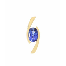  Pendentif Or Jaune serti d une Tanzanite ovale 7x5mm (0,82 carat) Dimensions du pendentif: 18 x 6,6mm 