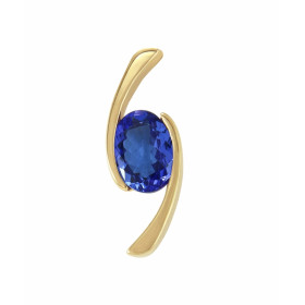  Pendentif Or Jaune serti d une Tanzanite ovale 8x6mm (1,10 carat) Dimensions du pendentif : 20 x 7 mm 