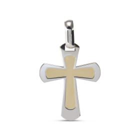 Pendentif 2 ors forme croix dimension du pendentif (bélière incluse) : 19x30mm Epaisseur du pendentif : 1mm