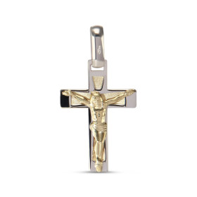 Pendentif 2 ors 375 forme croix le Christ Dimension du pendentif (bélière incluse) : 16x29mm Epaisseur : 2,1mm