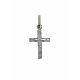 Croix en Or Blanc 750. Dimensons (bélière incluse) : 22 x 10 mm. Epaisseur : 0,6mm