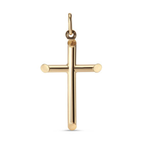 Pendentif en or jaune 375 en forme de croix. Dimension du pendentif (bélière incluse) : 22x40mm. Epaisseur du pendentif : ...