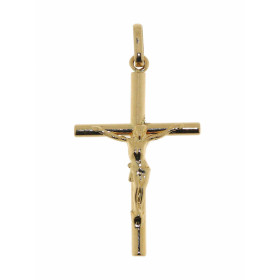 Pendentif Croix Or Jaune Christ 32x17mm
