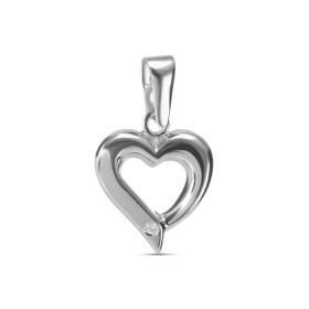 Pendentif Coeur en Or Blanc serti d'un petit diamant. Dimensions (b&eacute;li&egrave;re incluse) : 19 x 12mm