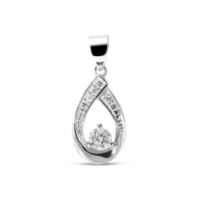 Pendentif Or Blanc serti 4 Diamants pour un poids total 0,15 carat Dimensions du pendentif (bélière incluse) : 18 x 7,5 mm...