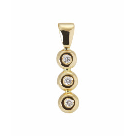  Pendentif trilogie Or Jaune Ce pendentif est serti trois diamants 1.8mm diamètre Les dimensions du pendentif sont 21x4,7m...