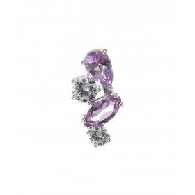 Pendentif Double Duo Argent 925 Rhodié Améthyste Oxydes Motif composé 4 pierres : 1 Améthyste poire 6x4mm 1 Améthyste marq...