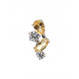 Pendentif Double Duo Argent 925 Rhodié Citrine Oxydes Motif composé 4 pierres : 1 Citrine poire 6x4mm 1 Citrine marquise 7...