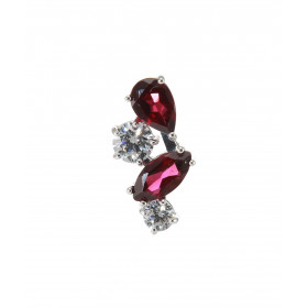 Pendentif Double Duo Argent 925 Rhodié Grenat Oxydes Motif composé 4 pierres : 1 Grenat poire 6x4mm 1 Grenat marquise 7x3....