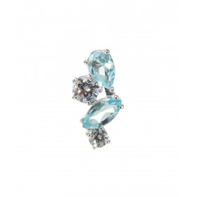 Pendentif Double Duo Argent 925 Rhodié Topaze bleue traitée Oxydes Motif composé 4 pierres : 1 Topaze bleue traitée poire ...