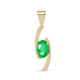  Pendentif Or Jaune serti d une émeraude ovale 6.5x4.5mm (0,55 carat) Dimensions du pendentif (bélière incluse) : 23 x 6,5...