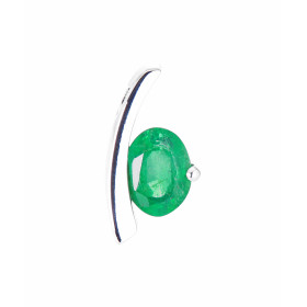  Pendentif Or Blanc 750 serti d une émeraude ovale La pierre mesure 8x6mm pèse 1.2 carat Elle est maintenue par un demi se...