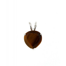Pendentif Argent 925 Oeil tigre Ce pendentif est serti d une pierre taille coeur 8x8mm La pierre est maintenue par un sert...
