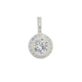 Pendentif Goutte Ajourée En Argent 925 Rhodié Avec Oxyde De Zirconium - 19 Mm