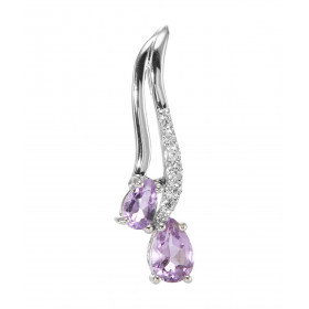Pendentif Argent 925 Rhodié Améthyste Poire Oxyde Pendentif composé d un motif pavé d oxydes zirconium sertis Améthystes f...