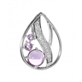 Pendentif Argent 925 Rhodié Améthyste Rondes Oxydes Pendentif composé d un motif forme poire pavé d oxydes zirconium serti...