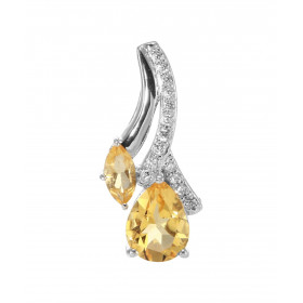  Pendentif Argent 925 Rhodié Citrine Poire Marquise Pendentif composé d un motif pavé d oxydes zirconium sertis Citrines f...