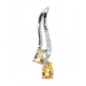 Pendentif Argent 925 Rhodié Citrine Poire Oxyde Pendentif composé d un motif pavé d oxydes zirconium sertis Citrines forme...