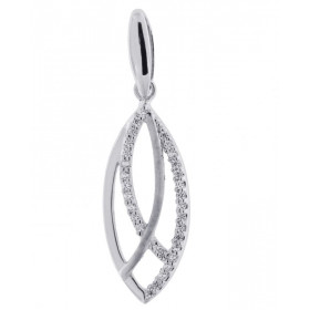 Pendentif Argent 925 rhodié oxyde zirconium Dimensions du pendentif (vue face, bélière incluse) : 32x10mm