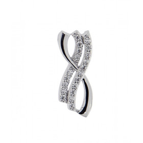  Pendentif Argent 925 rhodié oxyde zirconium Dimensions du pendentif (vue face, bélière incluse) : 18x7mm 