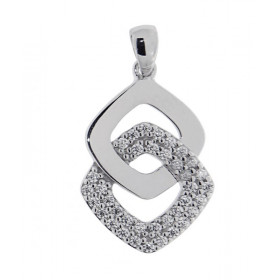Pendentif Argent 925 rhodié oxyde zirconium Dimensions du pendentif (vue face, bélière incluse) : 25x14mm