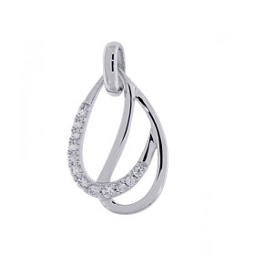 Pendentif Argent 925 rhodié oxyde zirconium Dimensions du pendentif (vue face, bélière incluse) : 20x12mm