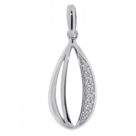 Pendentif Argent 925 rhodié oxyde zirconium Dimensions du pendentif (vue face, bélière incluse) : 27x11mm