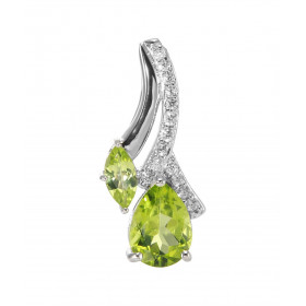 Pendentif Argent 925 Rhodié Péridot Poire Marquise Pendentif composé d un motif pavé d oxydes zirconium sertis Péridots fo...